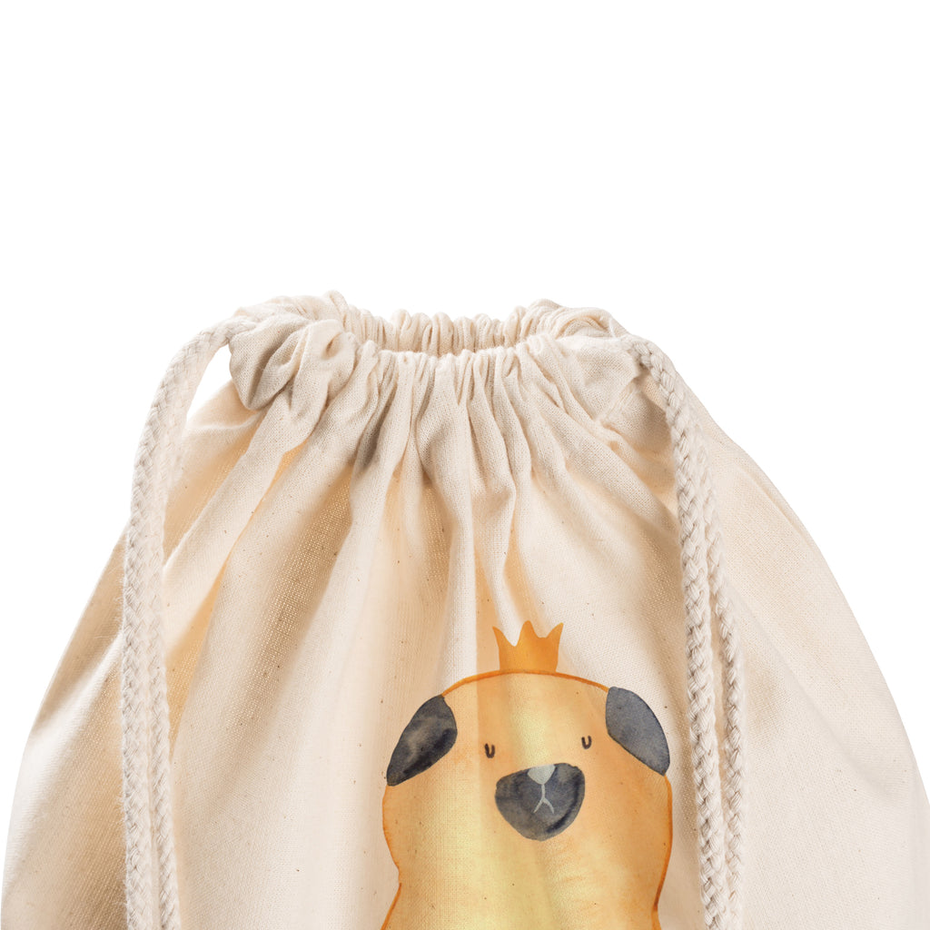 Sportbeutel Mops Krone Turnbeutel, Beutel, Sporttasche, Tasche, Stoffbeutel, Hund, Hundemotiv, Haustier, Hunderasse, Tierliebhaber, Hundebesitzer, Sprüche, Mops, allergisch, kinderlos, Hausregel, Hundebesitzer. Spruch, lustig