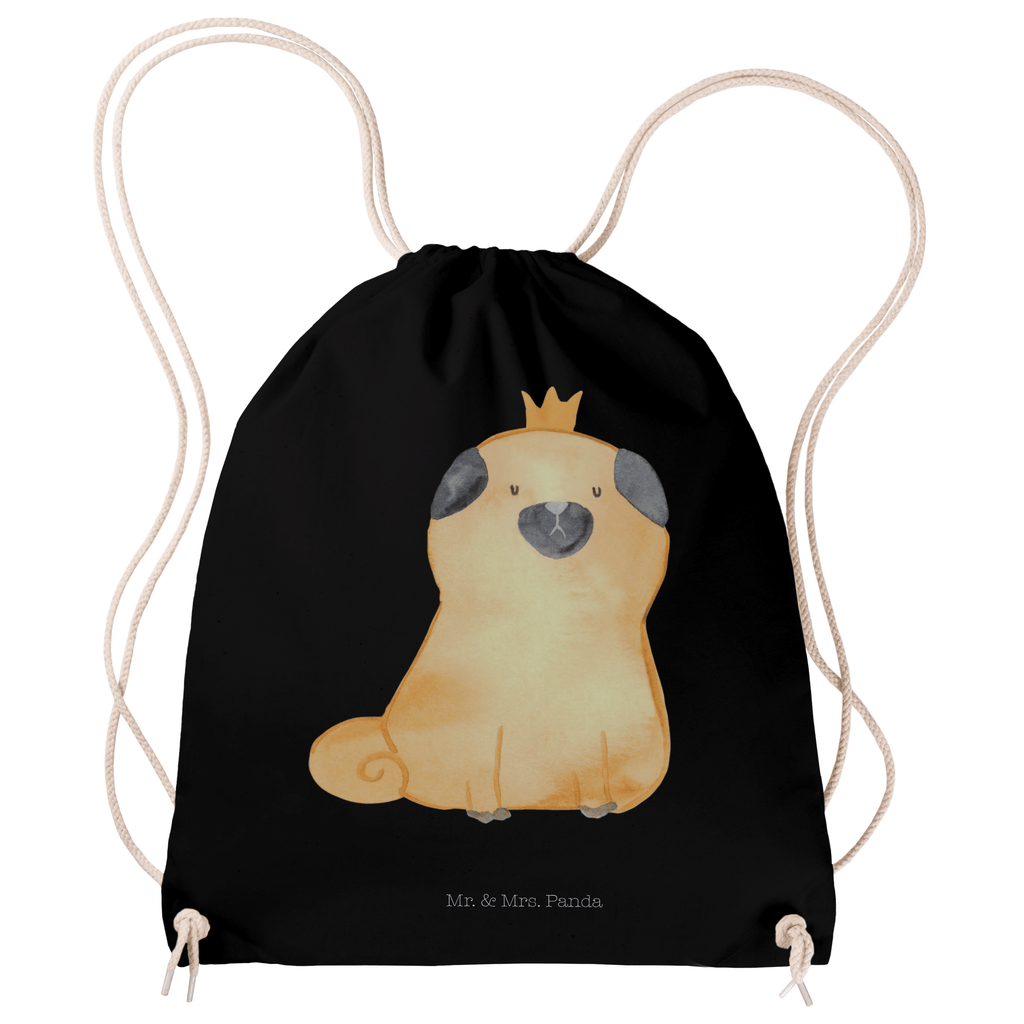 Sportbeutel Mops Krone Turnbeutel, Beutel, Sporttasche, Tasche, Stoffbeutel, Hund, Hundemotiv, Haustier, Hunderasse, Tierliebhaber, Hundebesitzer, Sprüche, Mops, allergisch, kinderlos, Hausregel, Hundebesitzer. Spruch, lustig