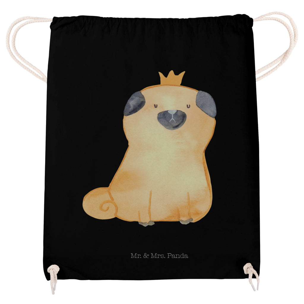 Sportbeutel Mops Krone Turnbeutel, Beutel, Sporttasche, Tasche, Stoffbeutel, Hund, Hundemotiv, Haustier, Hunderasse, Tierliebhaber, Hundebesitzer, Sprüche, Mops, allergisch, kinderlos, Hausregel, Hundebesitzer. Spruch, lustig