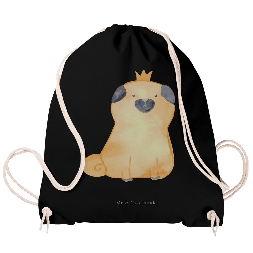 Sportbeutel Mops Krone Turnbeutel, Beutel, Sporttasche, Tasche, Stoffbeutel, Hund, Hundemotiv, Haustier, Hunderasse, Tierliebhaber, Hundebesitzer, Sprüche, Mops, allergisch, kinderlos, Hausregel, Hundebesitzer. Spruch, lustig