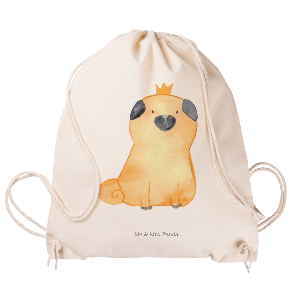 Sportbeutel Mops Krone Turnbeutel, Beutel, Sporttasche, Tasche, Stoffbeutel, Hund, Hundemotiv, Haustier, Hunderasse, Tierliebhaber, Hundebesitzer, Sprüche, Mops, allergisch, kinderlos, Hausregel, Hundebesitzer. Spruch, lustig