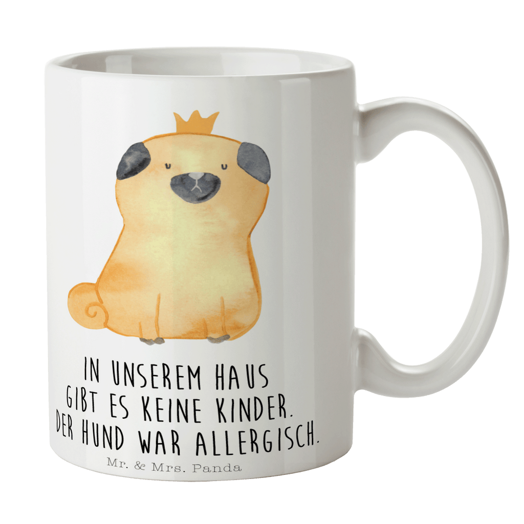 Tasse Mops Krone Mops, Hund, allergisch, kinderlos, Hausregel, Hundebesitzer. Spruch, lustig Becher, Kaffeetasse, Kaffeebecher, Tee, Frühstück, Büro  Hund, Hundemotiv, Haustier, Hunderasse, Tierliebhaber, Hundebesitzer, Sprüche