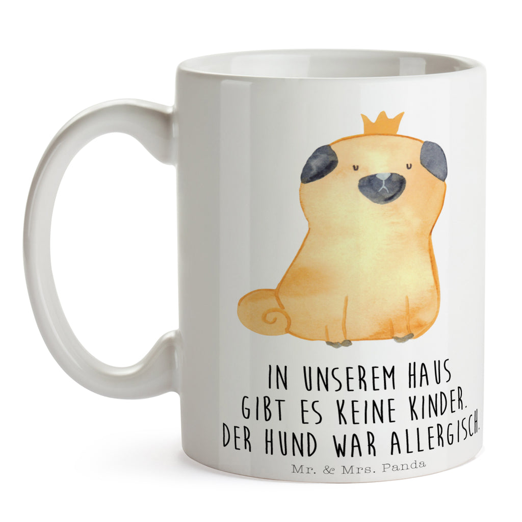 Tasse Mops Krone Mops, Hund, allergisch, kinderlos, Hausregel, Hundebesitzer. Spruch, lustig Becher, Kaffeetasse, Kaffeebecher, Tee, Frühstück, Büro  Hund, Hundemotiv, Haustier, Hunderasse, Tierliebhaber, Hundebesitzer, Sprüche