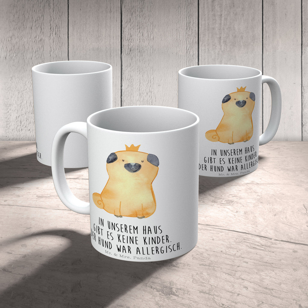 Tasse Mops Krone Mops, Hund, allergisch, kinderlos, Hausregel, Hundebesitzer. Spruch, lustig Becher, Kaffeetasse, Kaffeebecher, Tee, Frühstück, Büro  Hund, Hundemotiv, Haustier, Hunderasse, Tierliebhaber, Hundebesitzer, Sprüche