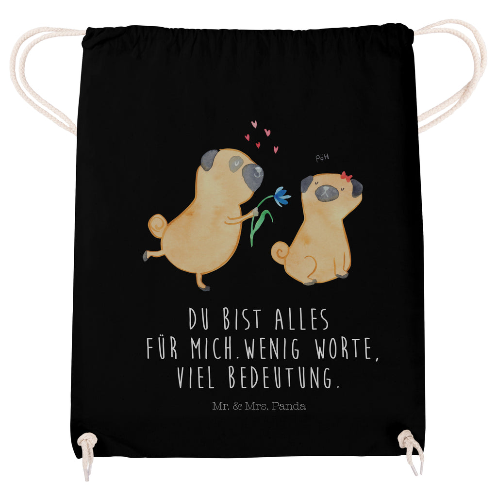Sportbeutel Mops verliebt Turnbeutel, Beutel, Sporttasche, Tasche, Stoffbeutel, Hund, Hundemotiv, Haustier, Hunderasse, Tierliebhaber, Hundebesitzer, Sprüche, Mops, Möpse, Hundeliebe, verliebt, Liebe, Liebesspruch. Verlobt, Geschenk Freund, Partner