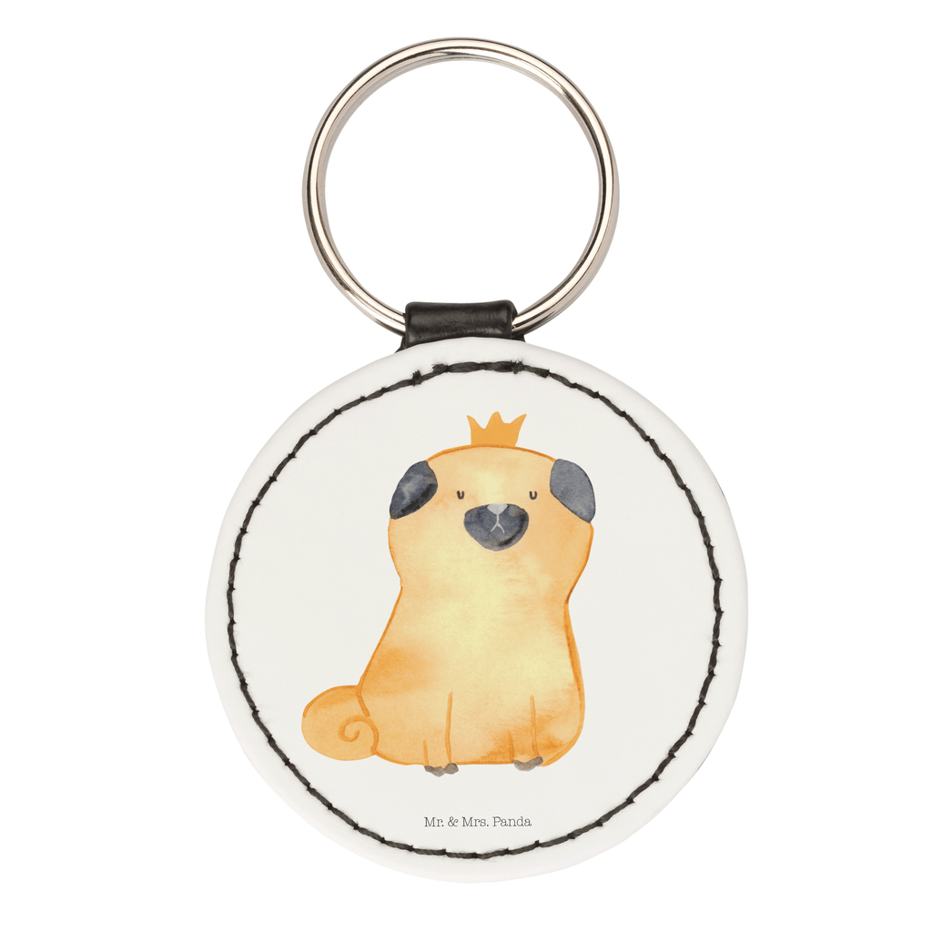 Rund Schlüsselanhänger Mops Krone Schlüsselanhänger, Anhänger, Taschenanhänger, Glücksbringer, Schutzengel, Hund, Hundemotiv, Haustier, Hunderasse, Tierliebhaber, Hundebesitzer, Sprüche, Mops, allergisch, kinderlos, Hausregel, Hundebesitzer. Spruch, lustig