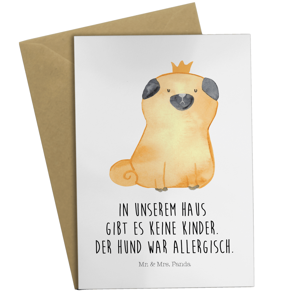 Grußkarte Mops Krone Klappkarte, Einladungskarte, Glückwunschkarte, Hochzeitskarte, Geburtstagskarte, Karte, Hund, Hundemotiv, Haustier, Hunderasse, Tierliebhaber, Hundebesitzer, Sprüche, Mops, allergisch, kinderlos, Hausregel, Hundebesitzer. Spruch, lustig
