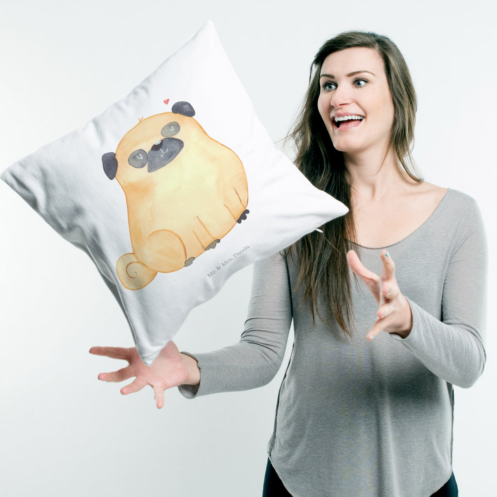40x40 Kissen Mops Kissenhülle, Kopfkissen, Sofakissen, Dekokissen, Motivkissen, Hund, Hundemotiv, Haustier, Hunderasse, Tierliebhaber, Hundebesitzer, Sprüche, Mops, Liebe, Hundeliebe