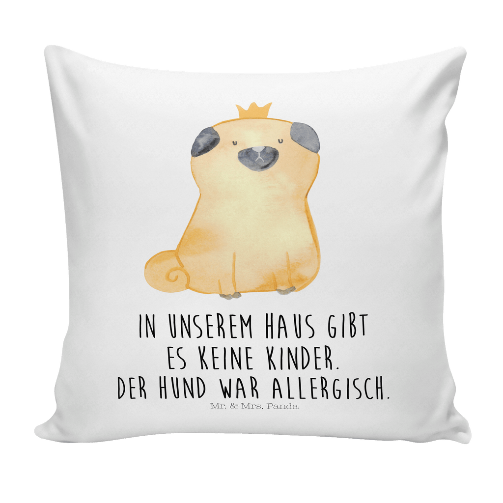 40x40 Kissen Mops Krone Kissenhülle, Kopfkissen, Sofakissen, Dekokissen, Motivkissen, Hund, Hundemotiv, Haustier, Hunderasse, Tierliebhaber, Hundebesitzer, Sprüche, Mops, allergisch, kinderlos, Hausregel, Hundebesitzer. Spruch, lustig