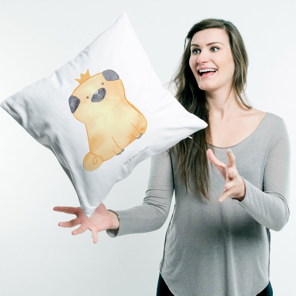 40x40 Kissen Mops Krone Kissenhülle, Kopfkissen, Sofakissen, Dekokissen, Motivkissen, Hund, Hundemotiv, Haustier, Hunderasse, Tierliebhaber, Hundebesitzer, Sprüche, Mops, allergisch, kinderlos, Hausregel, Hundebesitzer. Spruch, lustig