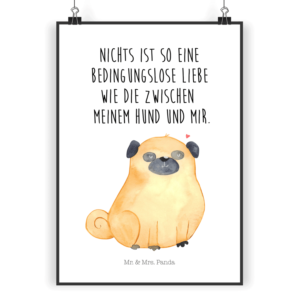 Poster Mops Poster, Wandposter, Bild, Wanddeko, Küchenposter, Kinderposter, Wanddeko Bild, Raumdekoration, Wanddekoration, Handgemaltes Poster, Mr. & Mrs. Panda Poster, Designposter, Kunstdruck, Posterdruck, Hund, Hundemotiv, Haustier, Hunderasse, Tierliebhaber, Hundebesitzer, Sprüche, Mops, Liebe, Hundeliebe