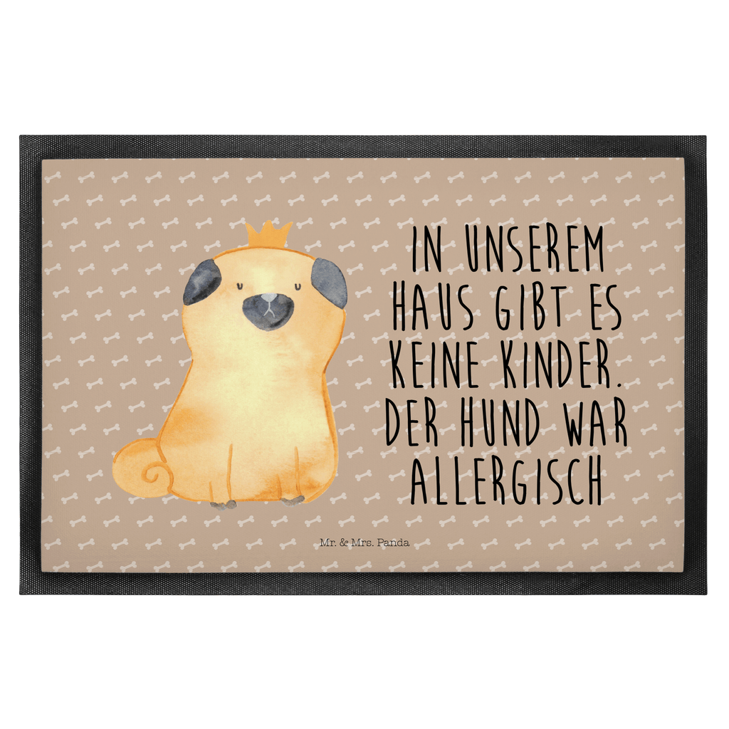 Fußmatte Mops Krone Mops, Hund, allergisch, kinderlos, Hausregel, Hundebesitzer. Spruch, lustig Türvorleger, Schmutzmatte, Fußabtreter, Matte, Schmutzfänger, Fußabstreifer, Schmutzfangmatte, Türmatte, Motivfußmatte,  Haustürmatte, Vorleger  Hund, Hundemotiv, Haustier, Hunderasse, Tierliebhaber, Hundebesitzer, Sprüche