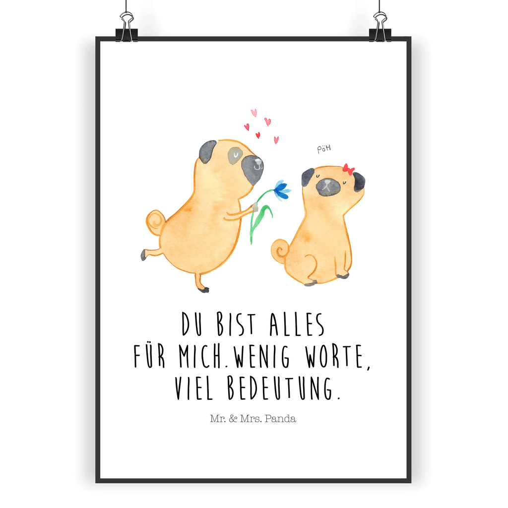 Poster Mops verliebt Poster, Wandposter, Bild, Wanddeko, Küchenposter, Kinderposter, Wanddeko Bild, Raumdekoration, Wanddekoration, Handgemaltes Poster, Mr. & Mrs. Panda Poster, Designposter, Kunstdruck, Posterdruck, Hund, Hundemotiv, Haustier, Hunderasse, Tierliebhaber, Hundebesitzer, Sprüche, Mops, Möpse, Hundeliebe, verliebt, Liebe, Liebesspruch. Verlobt, Geschenk Freund, Partner