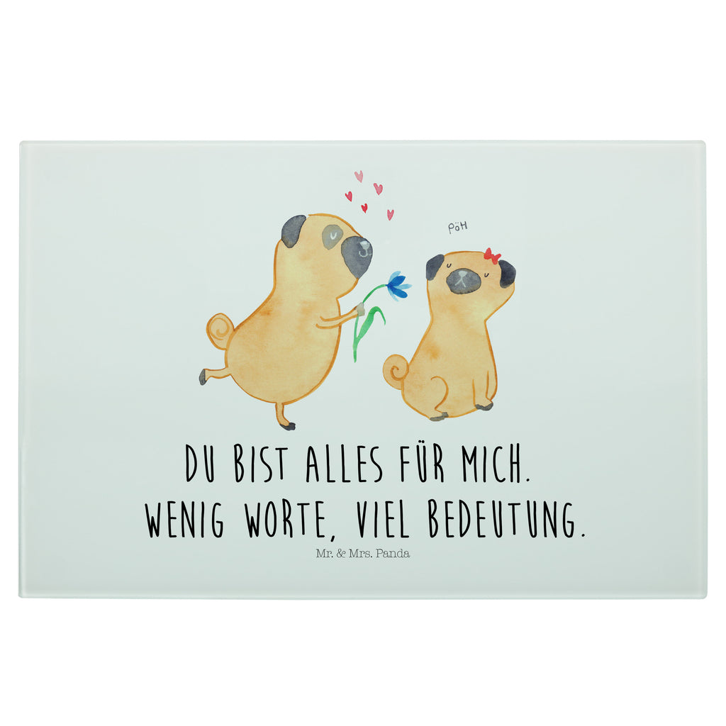 Medium Glas Schneidbrett Mops verliebt Glasschneidebrett, Schneidebrett, Hund, Hundemotiv, Haustier, Hunderasse, Tierliebhaber, Hundebesitzer, Sprüche, Mops, Möpse, Hundeliebe, verliebt, Liebe, Liebesspruch. Verlobt, Geschenk Freund, Partner