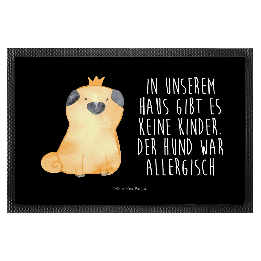 Fußmatte Mops Krone Mops, Hund, allergisch, kinderlos, Hausregel, Hundebesitzer. Spruch, lustig Türvorleger, Schmutzmatte, Fußabtreter, Matte, Schmutzfänger, Fußabstreifer, Schmutzfangmatte, Türmatte, Motivfußmatte,  Haustürmatte, Vorleger  Hund, Hundemotiv, Haustier, Hunderasse, Tierliebhaber, Hundebesitzer, Sprüche