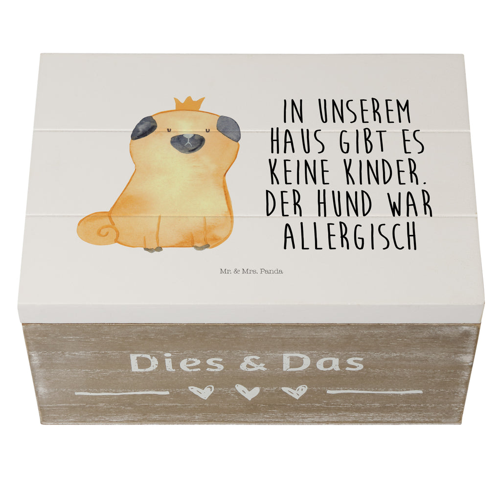 Holzkiste Mops Krone Holzkiste, Kiste, Schatzkiste, Truhe, Schatulle, XXL, Erinnerungsbox, Erinnerungskiste, Dekokiste, Aufbewahrungsbox, Hund, Hundemotiv, Haustier, Hunderasse, Tierliebhaber, Hundebesitzer, Sprüche, Mops, allergisch, kinderlos, Hausregel, Hundebesitzer. Spruch, lustig