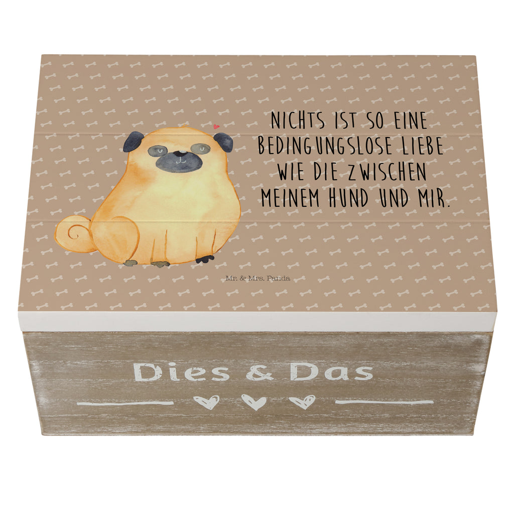 Holzkiste Mops Holzkiste, Kiste, Schatzkiste, Truhe, Schatulle, XXL, Erinnerungsbox, Erinnerungskiste, Dekokiste, Aufbewahrungsbox, Hund, Hundemotiv, Haustier, Hunderasse, Tierliebhaber, Hundebesitzer, Sprüche, Mops, Liebe, Hundeliebe