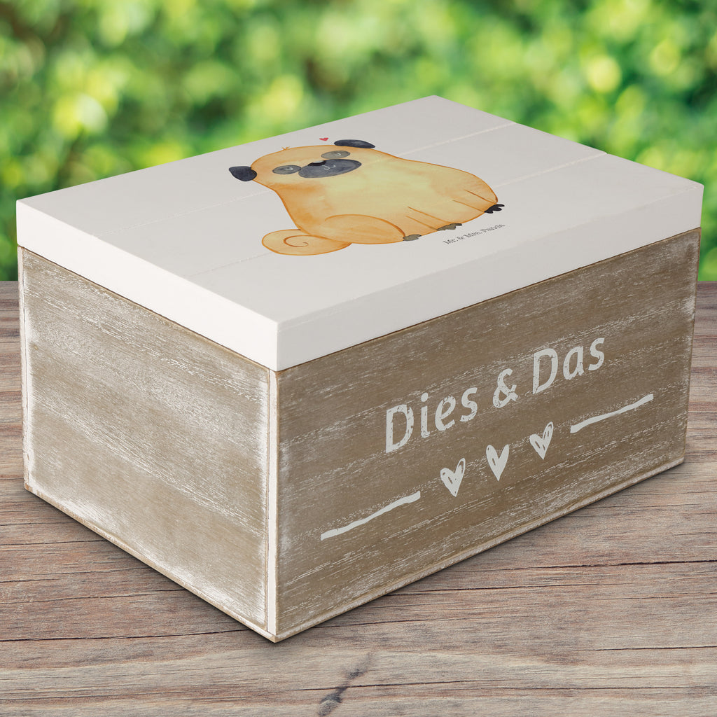 Holzkiste Mops Holzkiste, Kiste, Schatzkiste, Truhe, Schatulle, XXL, Erinnerungsbox, Erinnerungskiste, Dekokiste, Aufbewahrungsbox, Hund, Hundemotiv, Haustier, Hunderasse, Tierliebhaber, Hundebesitzer, Sprüche, Mops, Liebe, Hundeliebe