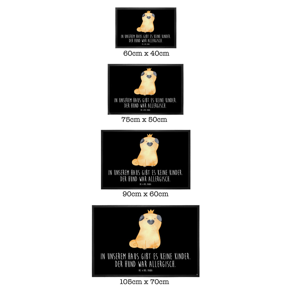 Fußmatte Mops Krone Mops, Hund, allergisch, kinderlos, Hausregel, Hundebesitzer. Spruch, lustig Türvorleger, Schmutzmatte, Fußabtreter, Matte, Schmutzfänger, Fußabstreifer, Schmutzfangmatte, Türmatte, Motivfußmatte,  Haustürmatte, Vorleger  Hund, Hundemotiv, Haustier, Hunderasse, Tierliebhaber, Hundebesitzer, Sprüche