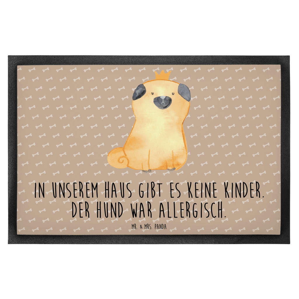 Fußmatte Mops Krone Mops, Hund, allergisch, kinderlos, Hausregel, Hundebesitzer. Spruch, lustig Türvorleger, Schmutzmatte, Fußabtreter, Matte, Schmutzfänger, Fußabstreifer, Schmutzfangmatte, Türmatte, Motivfußmatte,  Haustürmatte, Vorleger  Hund, Hundemotiv, Haustier, Hunderasse, Tierliebhaber, Hundebesitzer, Sprüche