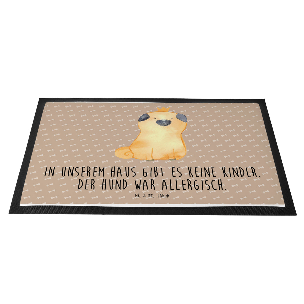 Fußmatte Mops Krone Mops, Hund, allergisch, kinderlos, Hausregel, Hundebesitzer. Spruch, lustig Türvorleger, Schmutzmatte, Fußabtreter, Matte, Schmutzfänger, Fußabstreifer, Schmutzfangmatte, Türmatte, Motivfußmatte,  Haustürmatte, Vorleger  Hund, Hundemotiv, Haustier, Hunderasse, Tierliebhaber, Hundebesitzer, Sprüche