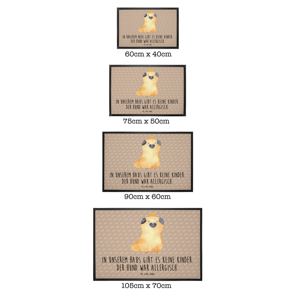 Fußmatte Mops Krone Mops, Hund, allergisch, kinderlos, Hausregel, Hundebesitzer. Spruch, lustig Türvorleger, Schmutzmatte, Fußabtreter, Matte, Schmutzfänger, Fußabstreifer, Schmutzfangmatte, Türmatte, Motivfußmatte,  Haustürmatte, Vorleger  Hund, Hundemotiv, Haustier, Hunderasse, Tierliebhaber, Hundebesitzer, Sprüche