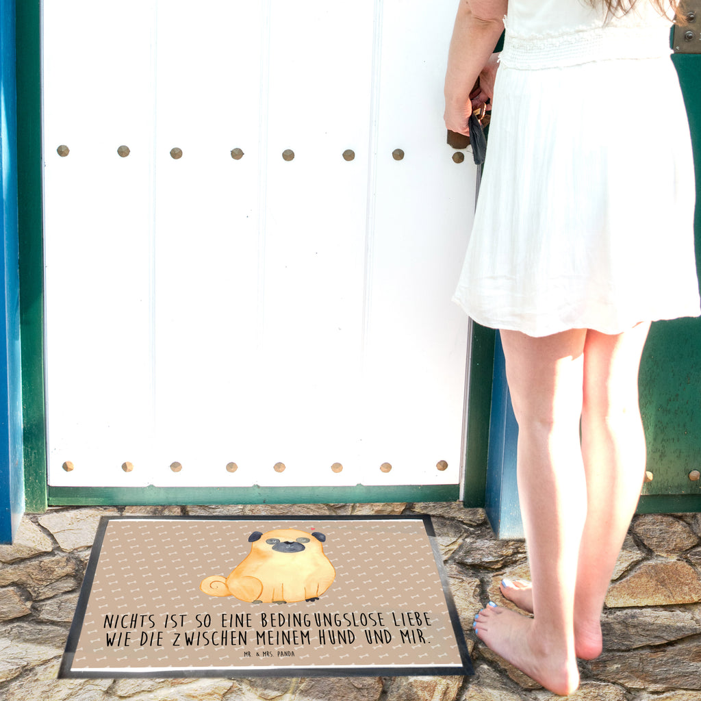 Fußmatte Mops Mops, Hund, Liebe, Hundeliebe,  Türvorleger, Schmutzmatte, Fußabtreter, Matte, Schmutzfänger, Fußabstreifer, Schmutzfangmatte, Türmatte, Motivfußmatte,  Haustürmatte, Vorleger  Hund, Hundemotiv, Haustier, Hunderasse, Tierliebhaber, Hundebesitzer, Sprüche