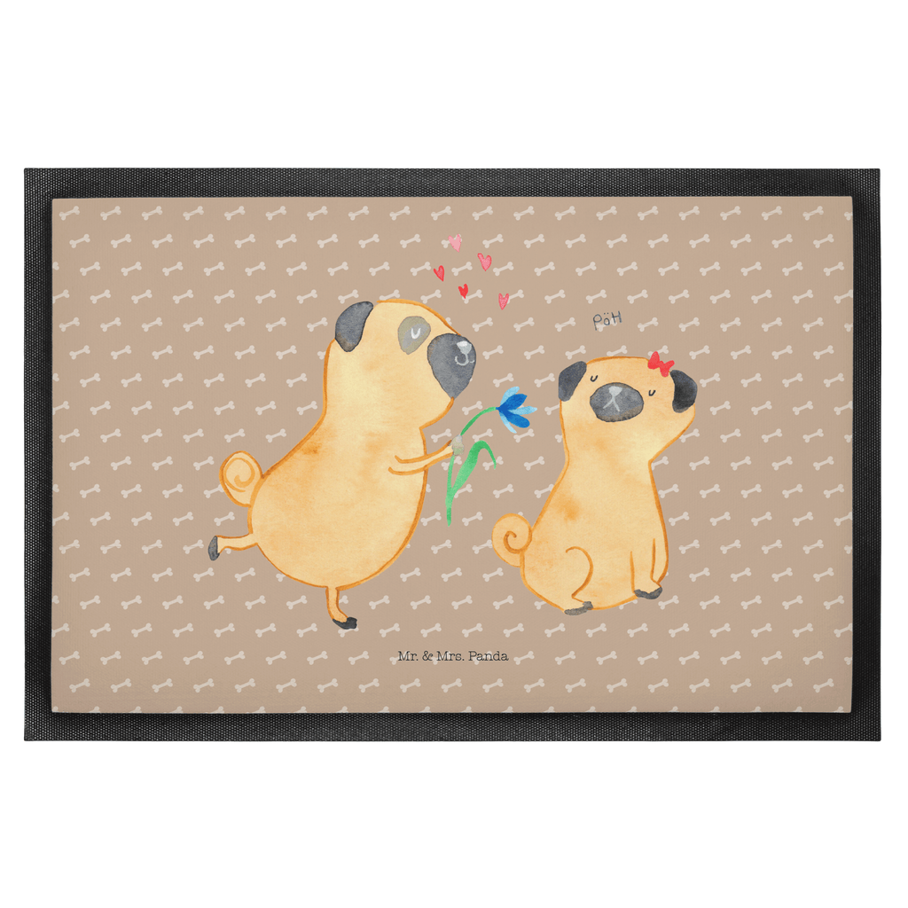 Fußmatte Mops verliebt  	Mops, Möpse, Hund, Hundeliebe, verliebt, Liebe, Liebesspruch. Verlobt, Geschenk Freund, Partner Türvorleger, Schmutzmatte, Fußabtreter, Matte, Schmutzfänger, Fußabstreifer, Schmutzfangmatte, Türmatte, Motivfußmatte,  Haustürmatte, Vorleger  Hund, Hundemotiv, Haustier, Hunderasse, Tierliebhaber, Hundebesitzer, Sprüche