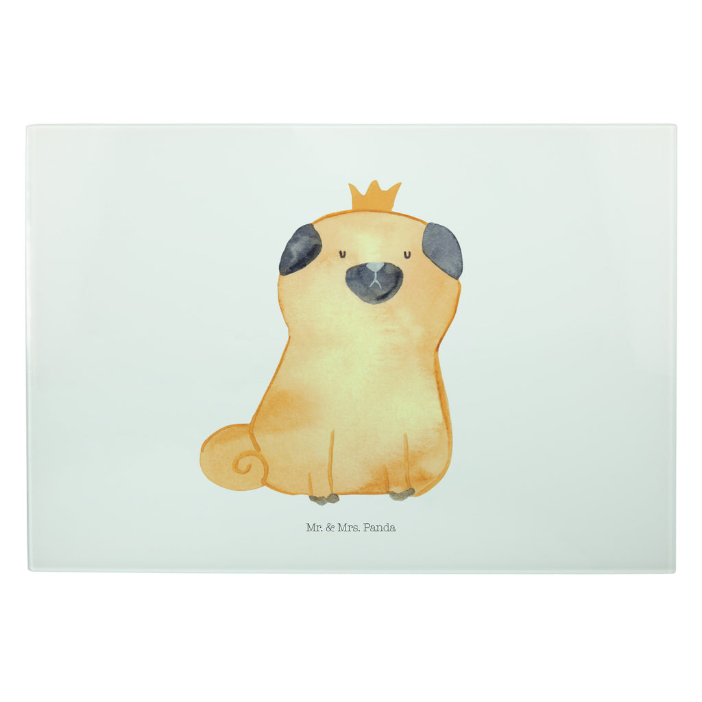 XL Glas Schneidbrett Mops Krone Glasschneidebrett, Schneidebrett, Frühstücksbrett, Küche, Hund, Hundemotiv, Haustier, Hunderasse, Tierliebhaber, Hundebesitzer, Sprüche, Mops, allergisch, kinderlos, Hausregel, Hundebesitzer. Spruch, lustig