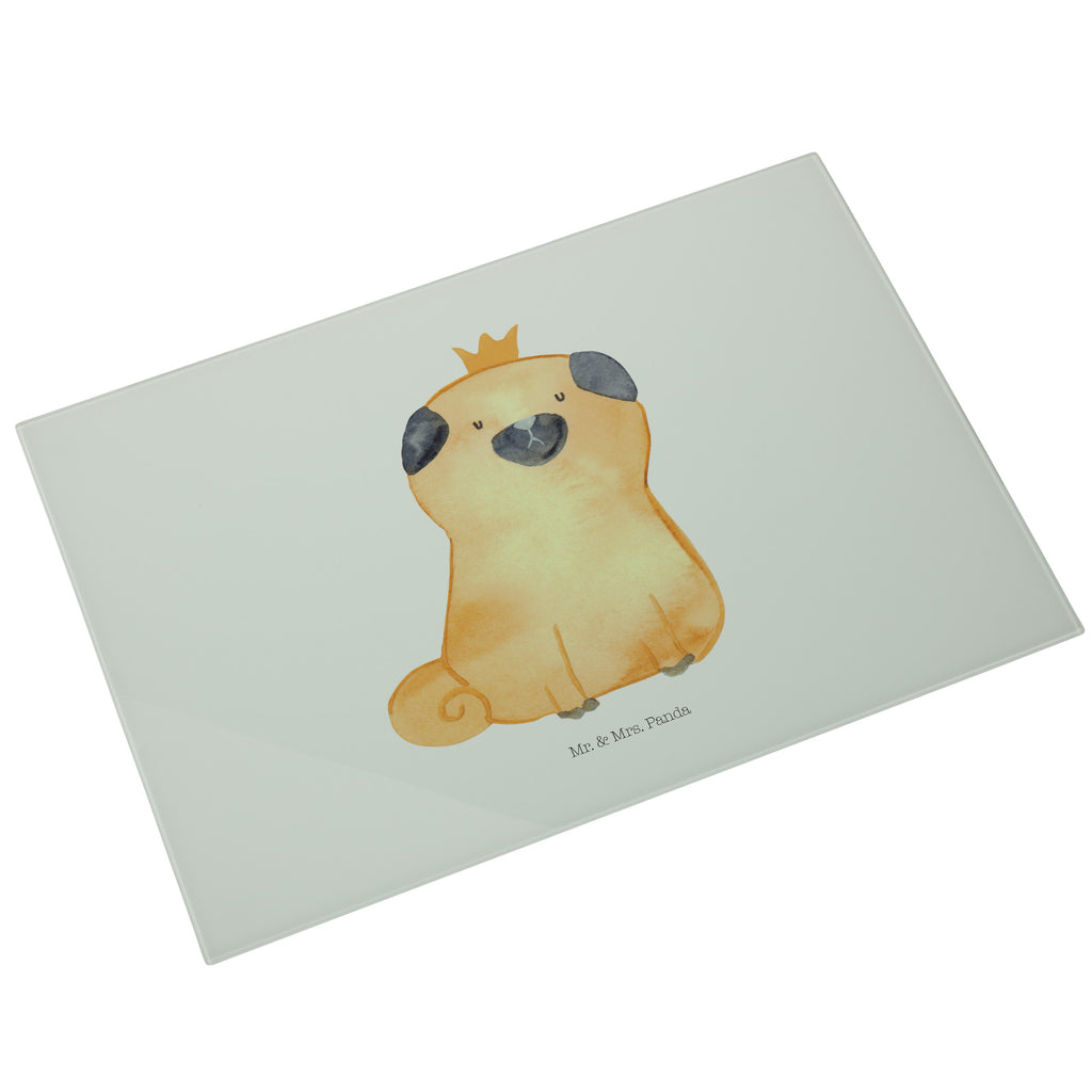 XL Glas Schneidbrett Mops Krone Glasschneidebrett, Schneidebrett, Frühstücksbrett, Küche, Hund, Hundemotiv, Haustier, Hunderasse, Tierliebhaber, Hundebesitzer, Sprüche, Mops, allergisch, kinderlos, Hausregel, Hundebesitzer. Spruch, lustig