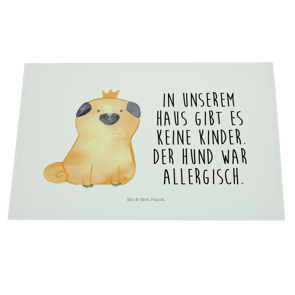 XL Glas Schneidbrett Mops Krone Glasschneidebrett, Schneidebrett, Frühstücksbrett, Küche, Hund, Hundemotiv, Haustier, Hunderasse, Tierliebhaber, Hundebesitzer, Sprüche, Mops, allergisch, kinderlos, Hausregel, Hundebesitzer. Spruch, lustig