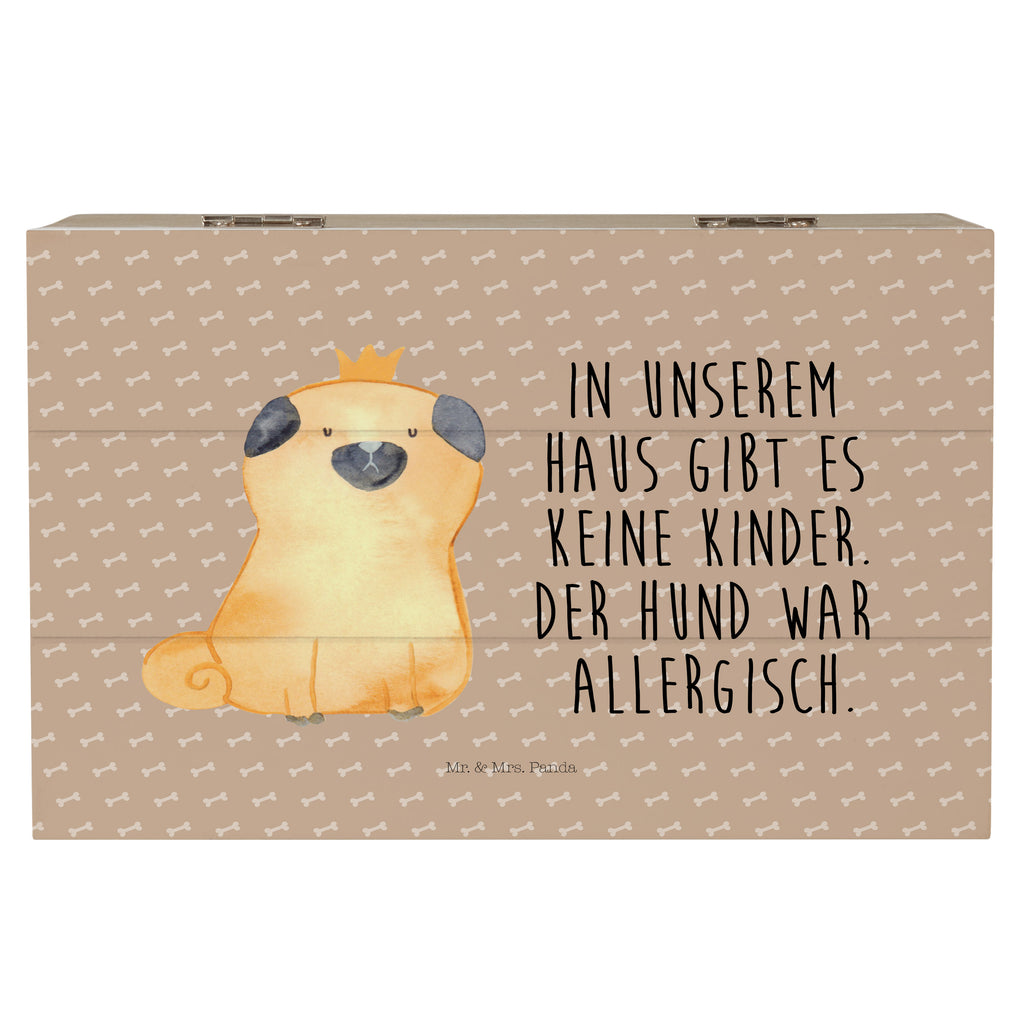 Holzkiste Mops Krone Holzkiste, Kiste, Schatzkiste, Truhe, Schatulle, XXL, Erinnerungsbox, Erinnerungskiste, Dekokiste, Aufbewahrungsbox, Hund, Hundemotiv, Haustier, Hunderasse, Tierliebhaber, Hundebesitzer, Sprüche, Mops, allergisch, kinderlos, Hausregel, Hundebesitzer. Spruch, lustig