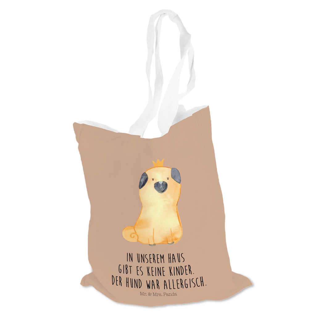 Tragetasche Mops Krone Beuteltasche, Beutel, Einkaufstasche, Jutebeutel, Stoffbeutel, Hund, Hundemotiv, Haustier, Hunderasse, Tierliebhaber, Hundebesitzer, Sprüche, Mops, allergisch, kinderlos, Hausregel, Hundebesitzer. Spruch, lustig