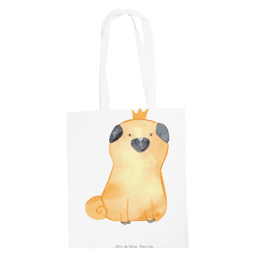 Tragetasche Mops Krone Beuteltasche, Beutel, Einkaufstasche, Jutebeutel, Stoffbeutel, Hund, Hundemotiv, Haustier, Hunderasse, Tierliebhaber, Hundebesitzer, Sprüche, Mops, allergisch, kinderlos, Hausregel, Hundebesitzer. Spruch, lustig