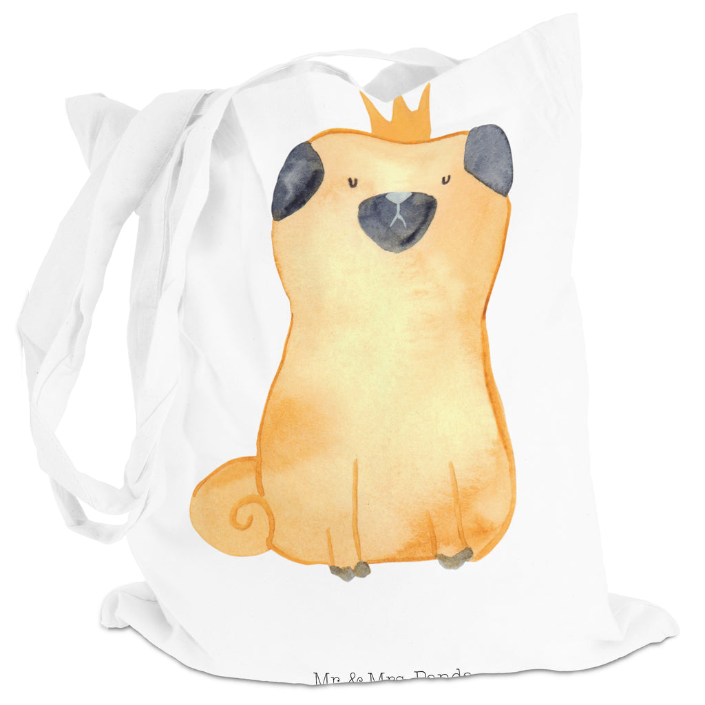 Tragetasche Mops Krone Beuteltasche, Beutel, Einkaufstasche, Jutebeutel, Stoffbeutel, Hund, Hundemotiv, Haustier, Hunderasse, Tierliebhaber, Hundebesitzer, Sprüche, Mops, allergisch, kinderlos, Hausregel, Hundebesitzer. Spruch, lustig