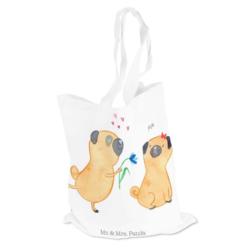 Tragetasche Mops verliebt Beuteltasche, Beutel, Einkaufstasche, Jutebeutel, Stoffbeutel, Hund, Hundemotiv, Haustier, Hunderasse, Tierliebhaber, Hundebesitzer, Sprüche, Mops, Möpse, Hundeliebe, verliebt, Liebe, Liebesspruch. Verlobt, Geschenk Freund, Partner