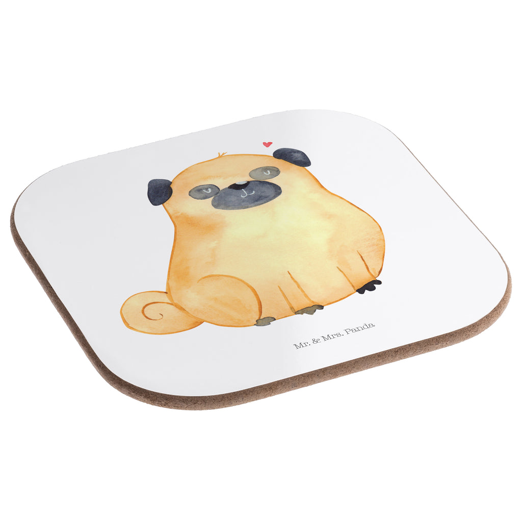 Quadratische Untersetzer Mops Bierdeckel, Glasuntersetzer, Untersetzer Gläser, Getränkeuntersetzer, Hund, Hundemotiv, Haustier, Hunderasse, Tierliebhaber, Hundebesitzer, Sprüche, Mops, Liebe, Hundeliebe