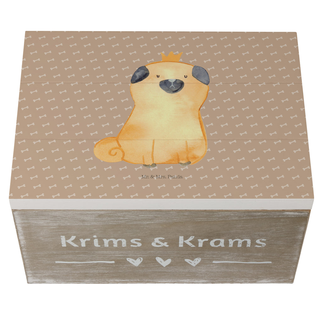 Holzkiste Mops Krone Holzkiste, Kiste, Schatzkiste, Truhe, Schatulle, XXL, Erinnerungsbox, Erinnerungskiste, Dekokiste, Aufbewahrungsbox, Hund, Hundemotiv, Haustier, Hunderasse, Tierliebhaber, Hundebesitzer, Sprüche, Mops, allergisch, kinderlos, Hausregel, Hundebesitzer. Spruch, lustig