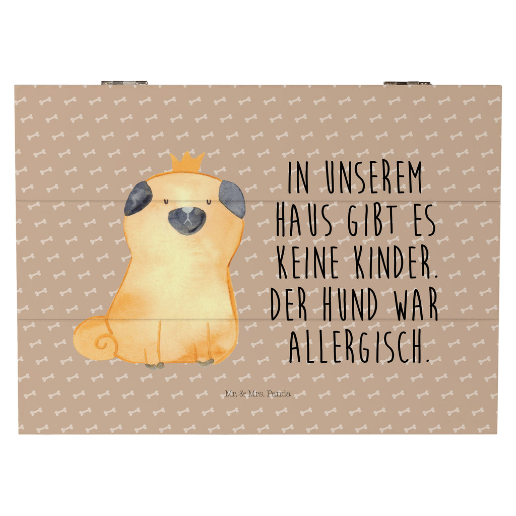 Holzkiste Mops Krone Holzkiste, Kiste, Schatzkiste, Truhe, Schatulle, XXL, Erinnerungsbox, Erinnerungskiste, Dekokiste, Aufbewahrungsbox, Hund, Hundemotiv, Haustier, Hunderasse, Tierliebhaber, Hundebesitzer, Sprüche, Mops, allergisch, kinderlos, Hausregel, Hundebesitzer. Spruch, lustig