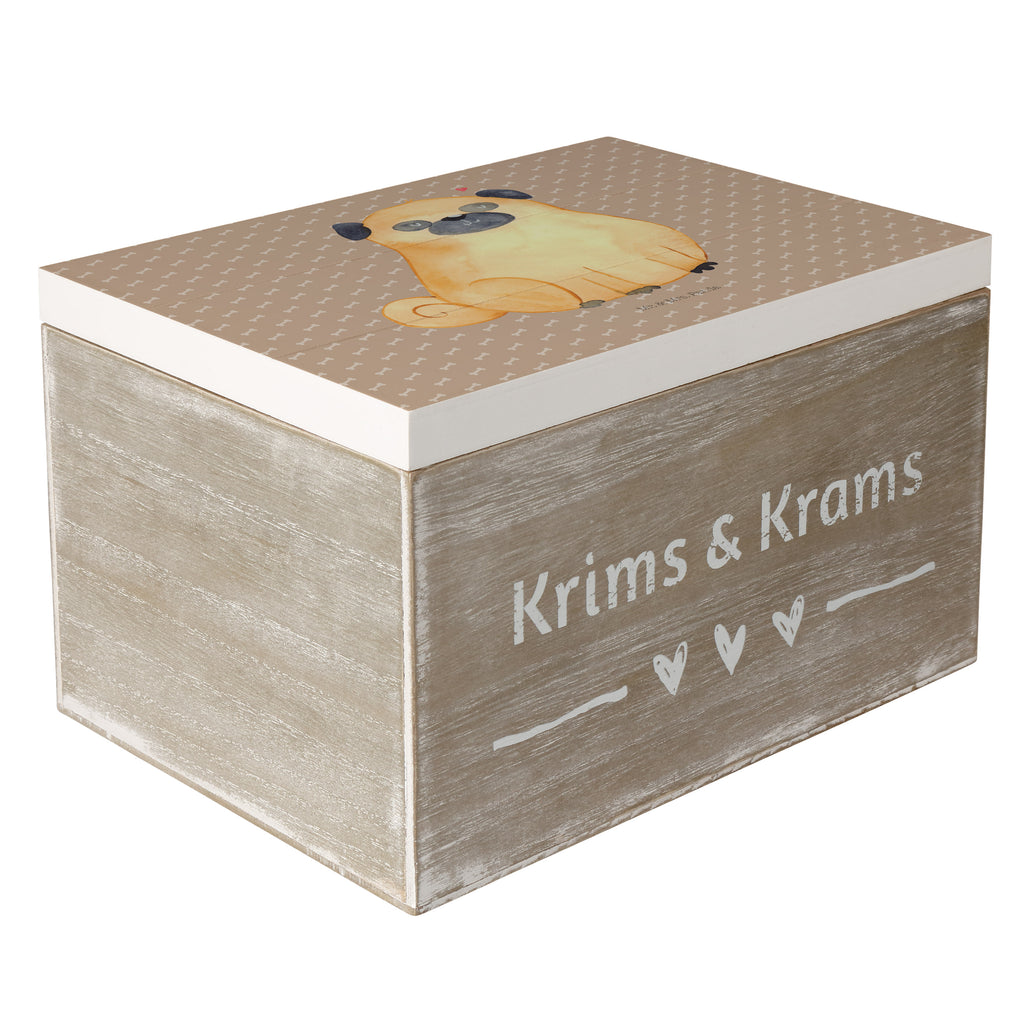 Holzkiste Mops Holzkiste, Kiste, Schatzkiste, Truhe, Schatulle, XXL, Erinnerungsbox, Erinnerungskiste, Dekokiste, Aufbewahrungsbox, Hund, Hundemotiv, Haustier, Hunderasse, Tierliebhaber, Hundebesitzer, Sprüche, Mops, Liebe, Hundeliebe