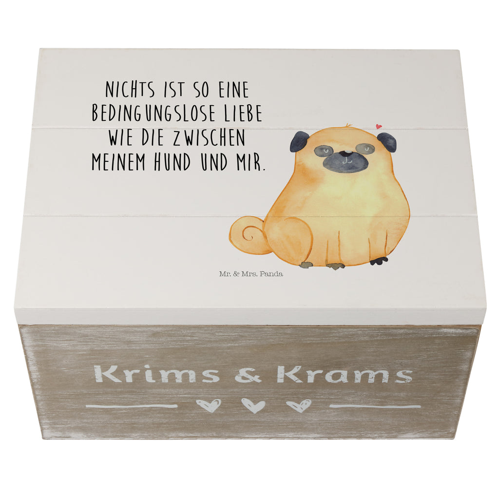 Holzkiste Mops Holzkiste, Kiste, Schatzkiste, Truhe, Schatulle, XXL, Erinnerungsbox, Erinnerungskiste, Dekokiste, Aufbewahrungsbox, Hund, Hundemotiv, Haustier, Hunderasse, Tierliebhaber, Hundebesitzer, Sprüche, Mops, Liebe, Hundeliebe