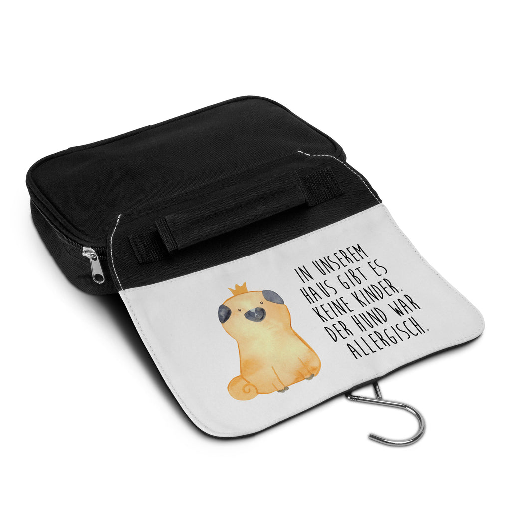 Kulturbeutel Mops Krone Kulturbeutel, Zum Aufhängen, Waschtasche, Kosmetiktasche, Damen, Herren, Aufbewahrungstasche, Schminktasche, Kosmetikbeutel, Organizer, Kulturtasche, Schminkutensil, Hund, Hundemotiv, Haustier, Hunderasse, Tierliebhaber, Hundebesitzer, Sprüche, Mops, allergisch, kinderlos, Hausregel, Hundebesitzer. Spruch, lustig