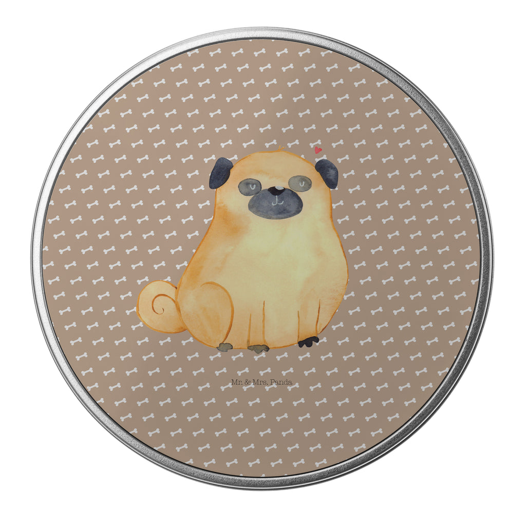 Blechdose rund Mops Metalldose, Keksdose, Dose, Vorratsdose, Geschenkbox, Hund, Hundemotiv, Haustier, Hunderasse, Tierliebhaber, Hundebesitzer, Sprüche, Mops, Liebe, Hundeliebe