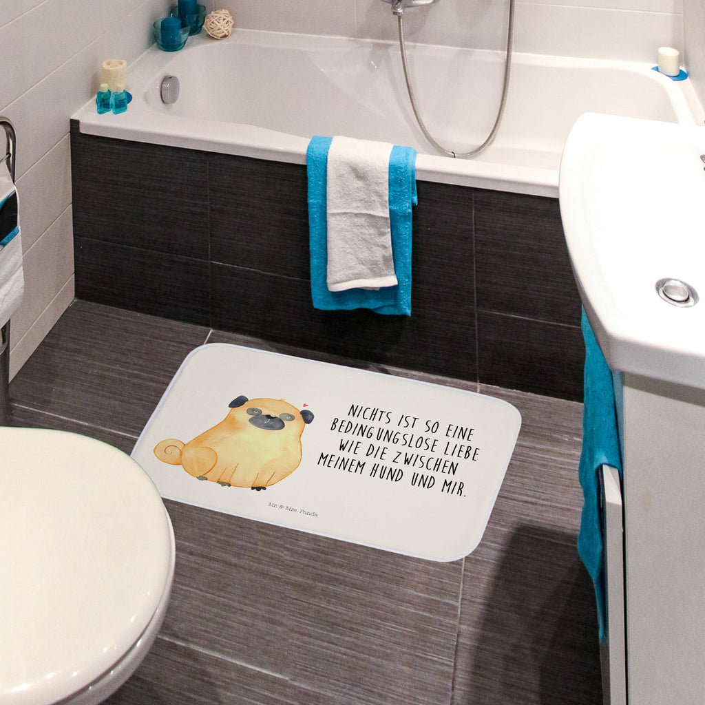 Badvorleger Mops Badematte, Badteppich, Duschvorleger, Badezimmerteppich, Badezimmermatte, Badvorleger, Duschmatte, Duschteppich, Hund, Hundemotiv, Haustier, Hunderasse, Tierliebhaber, Hundebesitzer, Sprüche, Mops, Liebe, Hundeliebe