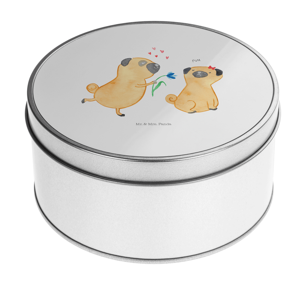 Blechdose rund Mops verliebt Metalldose, Keksdose, Dose, Vorratsdose, Geschenkbox, Hund, Hundemotiv, Haustier, Hunderasse, Tierliebhaber, Hundebesitzer, Sprüche, Mops, Möpse, Hundeliebe, verliebt, Liebe, Liebesspruch. Verlobt, Geschenk Freund, Partner
