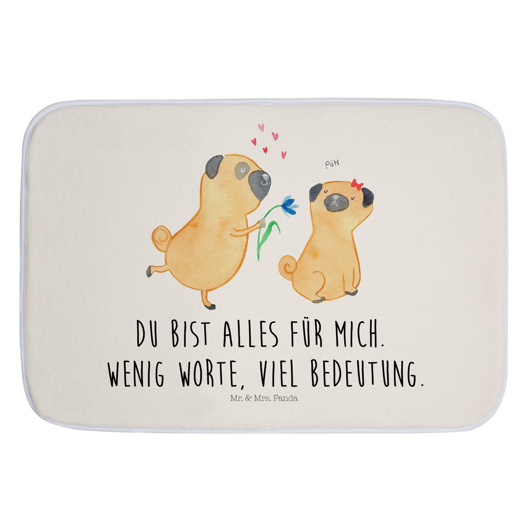 Badvorleger Mops verliebt Badematte, Badteppich, Duschvorleger, Badezimmerteppich, Badezimmermatte, Badvorleger, Duschmatte, Duschteppich, Hund, Hundemotiv, Haustier, Hunderasse, Tierliebhaber, Hundebesitzer, Sprüche, Mops, Möpse, Hundeliebe, verliebt, Liebe, Liebesspruch. Verlobt, Geschenk Freund, Partner