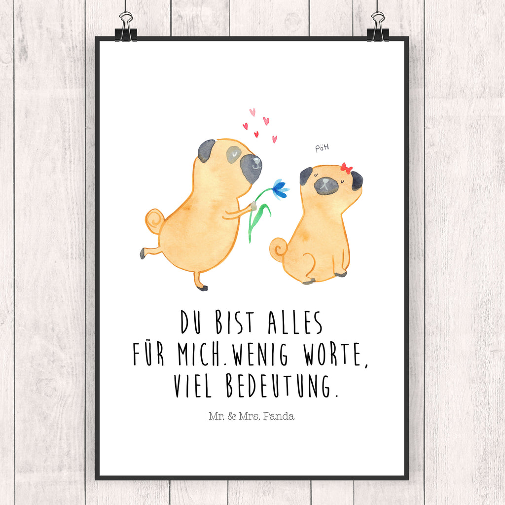 Poster Mops verliebt Poster, Wandposter, Bild, Wanddeko, Küchenposter, Kinderposter, Wanddeko Bild, Raumdekoration, Wanddekoration, Handgemaltes Poster, Mr. & Mrs. Panda Poster, Designposter, Kunstdruck, Posterdruck, Hund, Hundemotiv, Haustier, Hunderasse, Tierliebhaber, Hundebesitzer, Sprüche, Mops, Möpse, Hundeliebe, verliebt, Liebe, Liebesspruch. Verlobt, Geschenk Freund, Partner