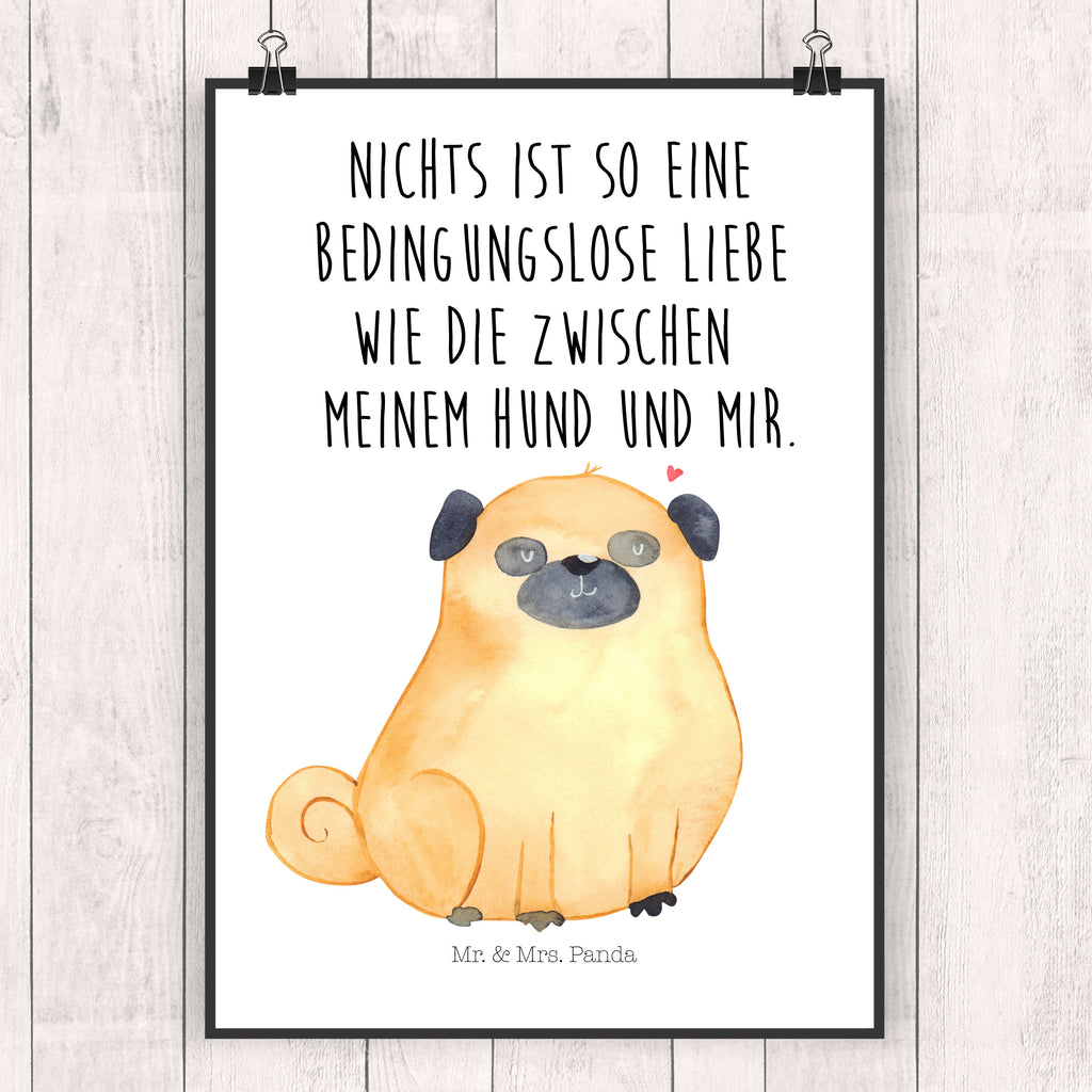 Poster Mops Poster, Wandposter, Bild, Wanddeko, Küchenposter, Kinderposter, Wanddeko Bild, Raumdekoration, Wanddekoration, Handgemaltes Poster, Mr. & Mrs. Panda Poster, Designposter, Kunstdruck, Posterdruck, Hund, Hundemotiv, Haustier, Hunderasse, Tierliebhaber, Hundebesitzer, Sprüche, Mops, Liebe, Hundeliebe