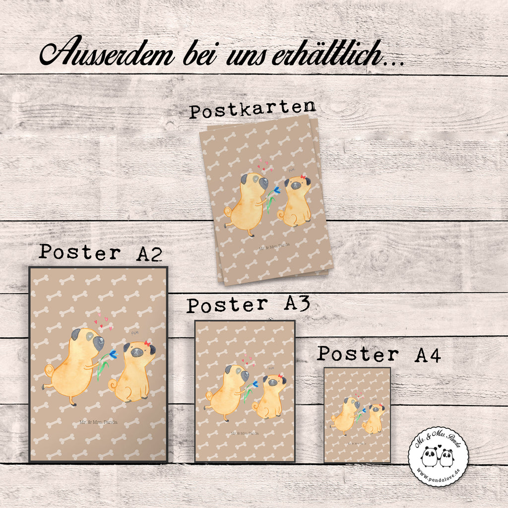 Poster Mops verliebt Poster, Wandposter, Bild, Wanddeko, Küchenposter, Kinderposter, Wanddeko Bild, Raumdekoration, Wanddekoration, Handgemaltes Poster, Mr. & Mrs. Panda Poster, Designposter, Kunstdruck, Posterdruck, Hund, Hundemotiv, Haustier, Hunderasse, Tierliebhaber, Hundebesitzer, Sprüche, Mops, Möpse, Hundeliebe, verliebt, Liebe, Liebesspruch. Verlobt, Geschenk Freund, Partner