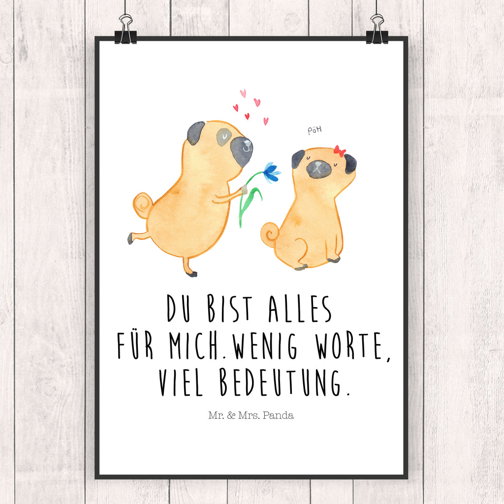 Poster Mops verliebt Poster, Wandposter, Bild, Wanddeko, Küchenposter, Kinderposter, Wanddeko Bild, Raumdekoration, Wanddekoration, Handgemaltes Poster, Mr. & Mrs. Panda Poster, Designposter, Kunstdruck, Posterdruck, Hund, Hundemotiv, Haustier, Hunderasse, Tierliebhaber, Hundebesitzer, Sprüche, Mops, Möpse, Hundeliebe, verliebt, Liebe, Liebesspruch. Verlobt, Geschenk Freund, Partner